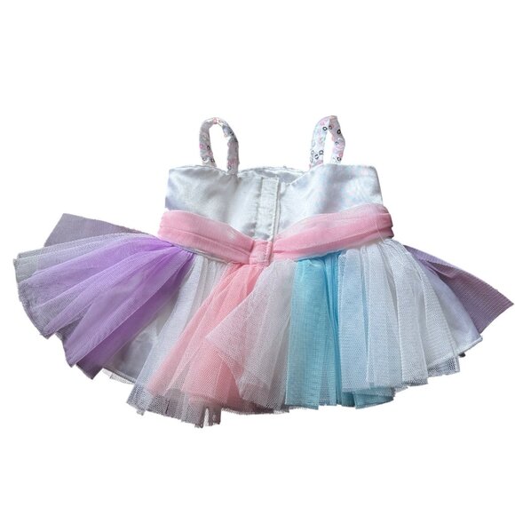 Build A Bear Workshop Multicolor Tulle Dress Spaghetti Straps Bow Stuffed Animal - Picture 2 of 5